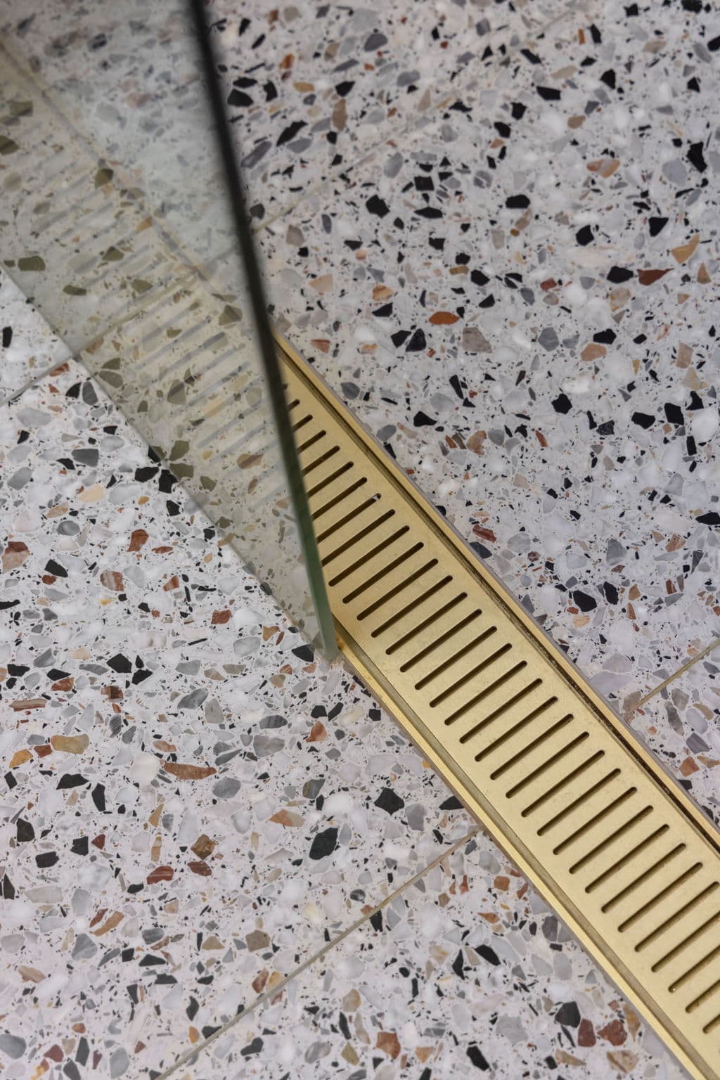 Black rain shower in modern bathroom