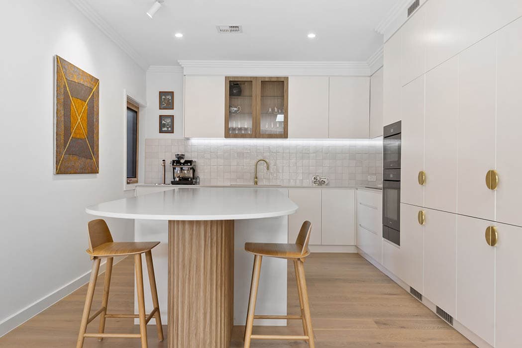 Modern kitchen renovation in Canberra, Australia with stylish finishes and fixtures.