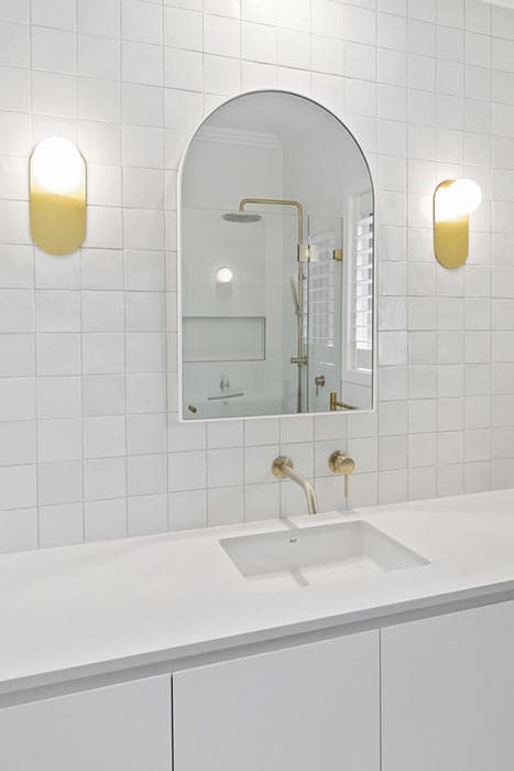 Modern bathroom renovation in Canberra, featuring elegant finishes and minimalist design.